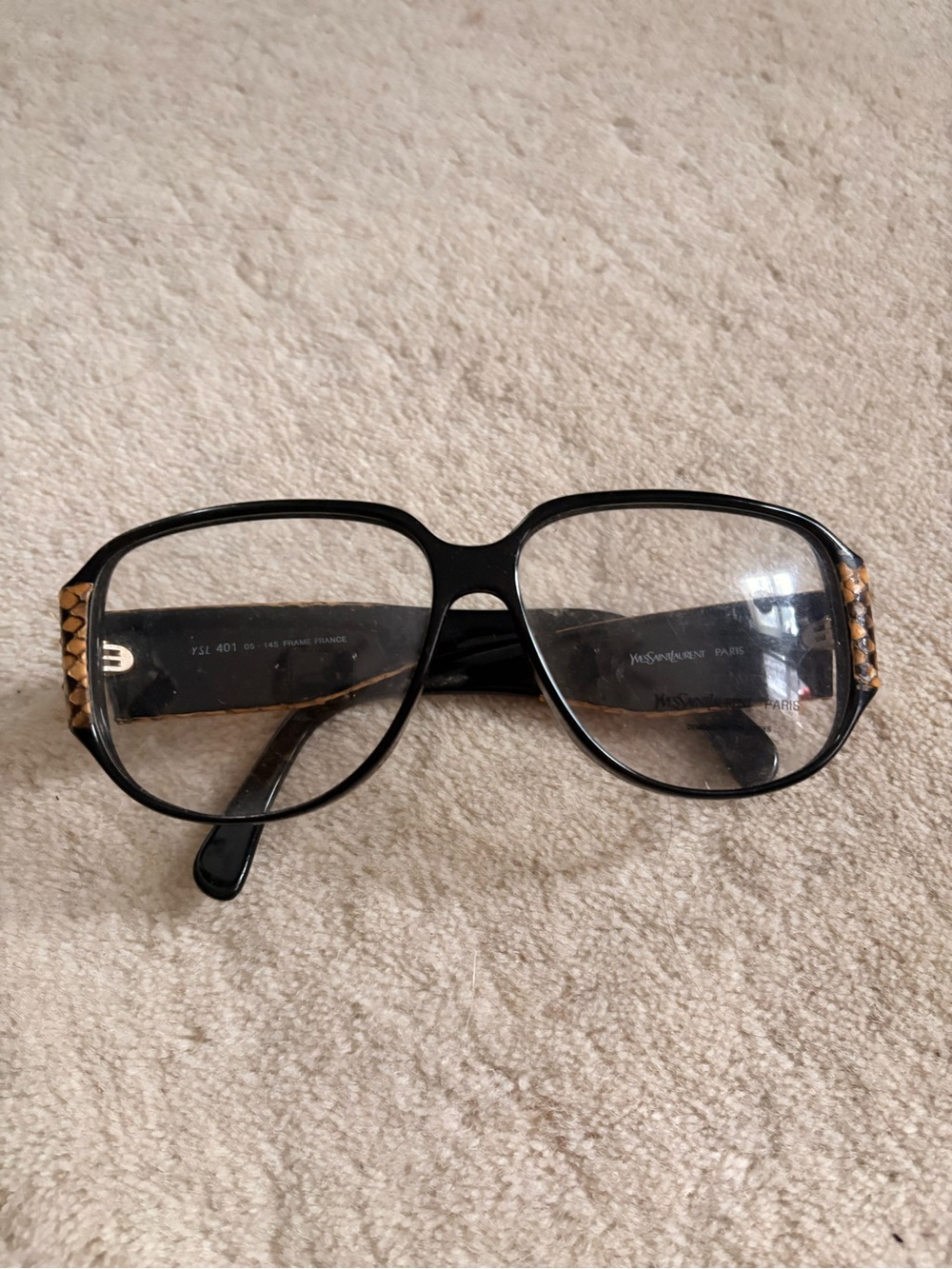 Yves Saint Laurent snake skin Black Vintage Oversized Glasses